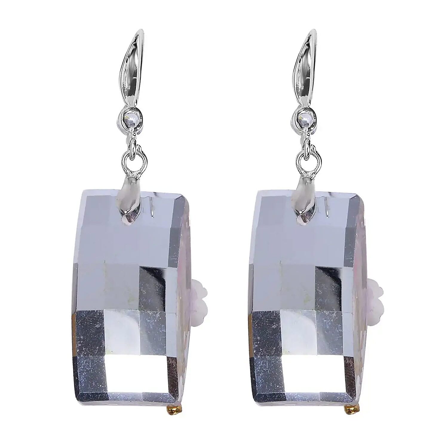 Purple Magic Color Glass, Resin, Multi Color Austrian Crystal Necklace and Earrings in Silvertone 20-22 Inches