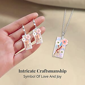 White Aurora Borealis Glass and Austrian Crystal Necklace and Earrings in Silvertone 20 Inches