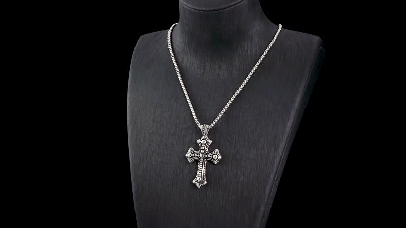 Cross Pendant Necklace 27.5 Inches in Stainless Steel