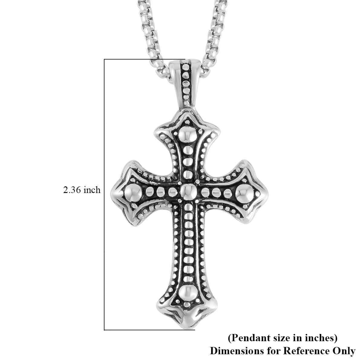 Cross Pendant Necklace 27.5 Inches in Stainless Steel image number 4