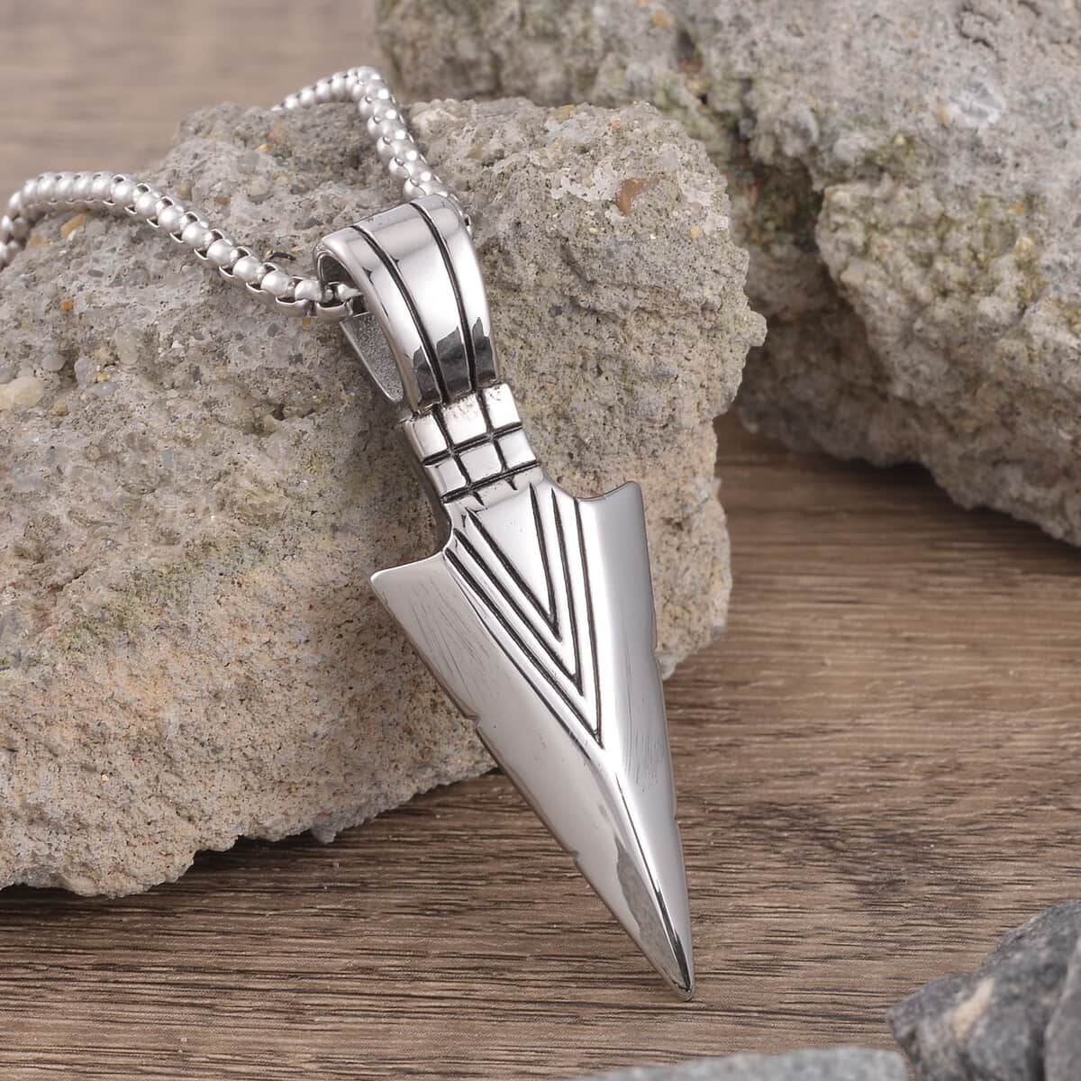 Sword Pendant Necklace 27.5 Inches in Stainless Steel image number 1