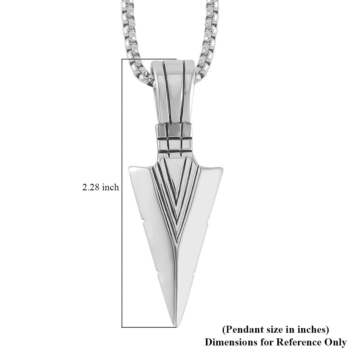 Sword Pendant Necklace 27.5 Inches in Stainless Steel