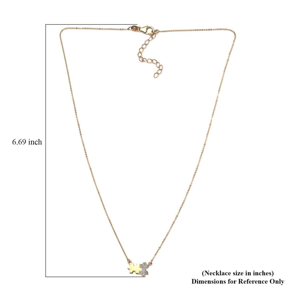 White Zircon Puzzle Pieces Necklace 18 Inches in Vermeil Yellow Gold Over Sterling Silver 0.10 ctw image number 5