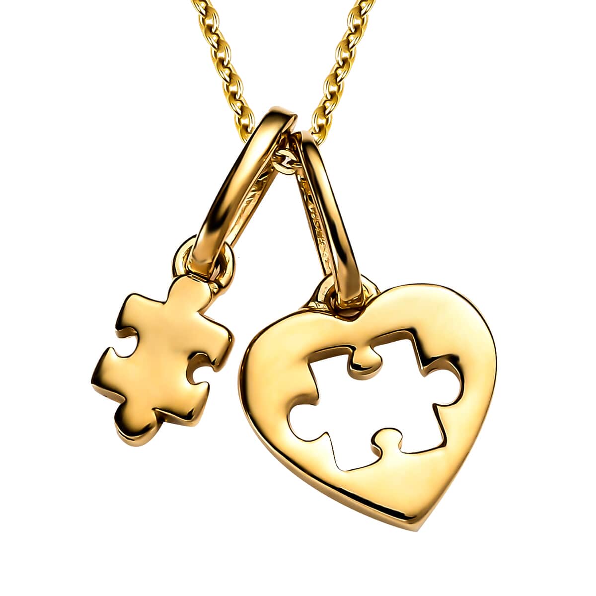 Vermeil YG Over Sterling Silver Heart Puzzle Piece Pendant Necklace (20 Inches) (3.30 g) image number 0