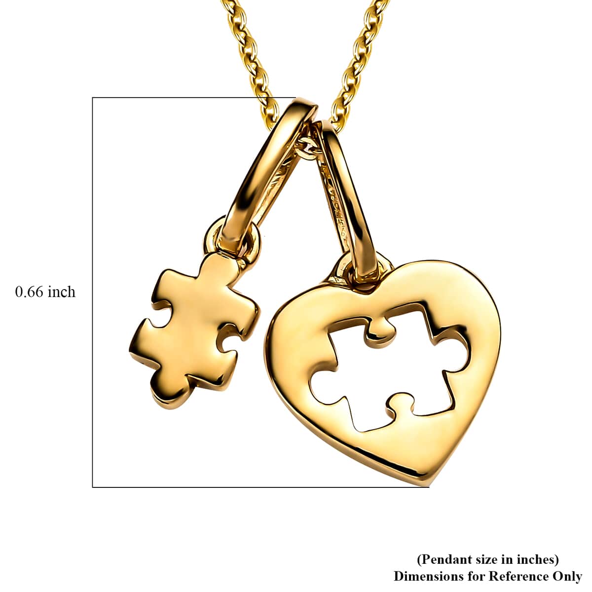 Vermeil YG Over Sterling Silver Heart Puzzle Piece Pendant Necklace (20 Inches) (3.30 g) image number 6