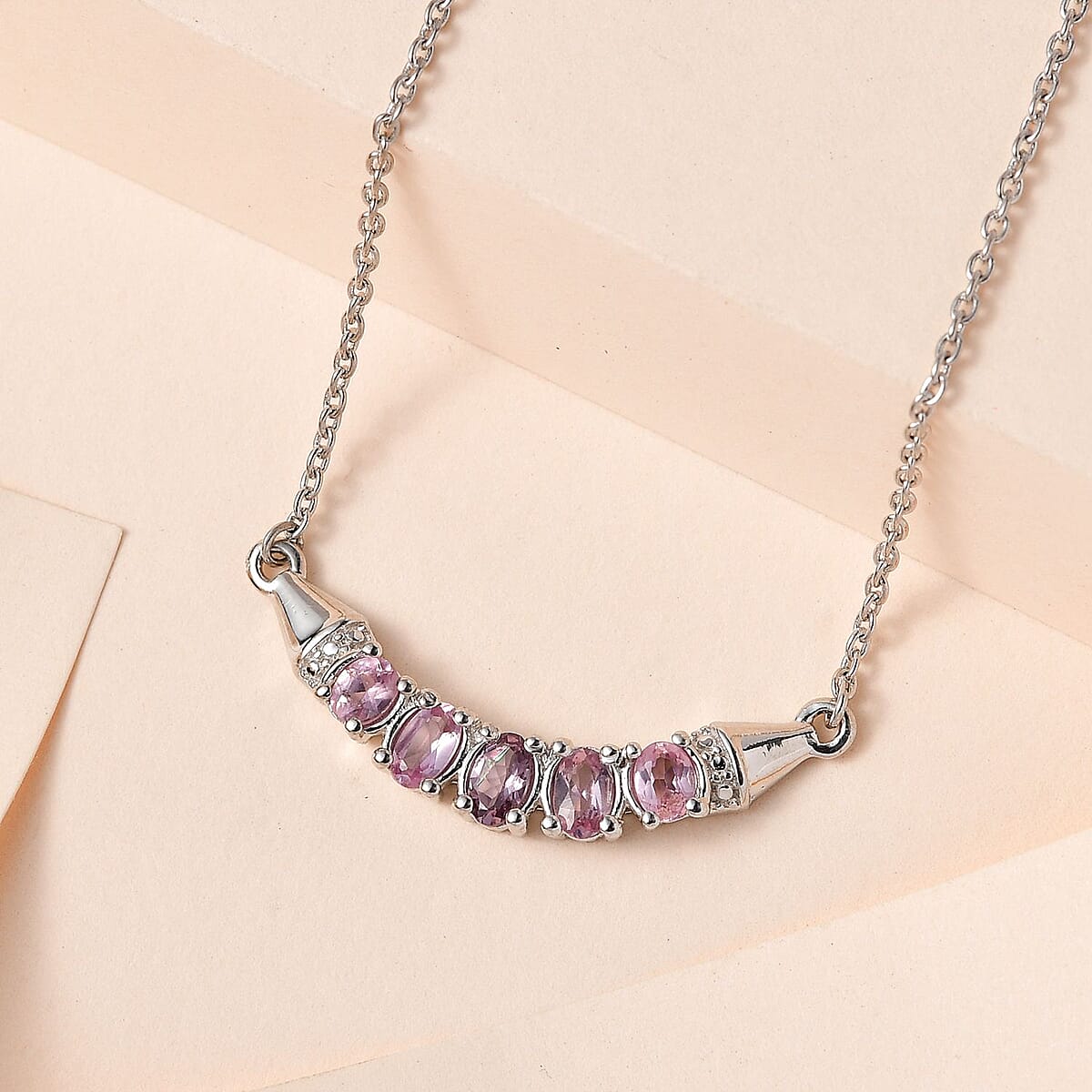 Narsipatnam Purple Spinel Pendant Necklace 20 Inches with Extender in Platinum Over Sterling Silver 1.10 ctw image number 1