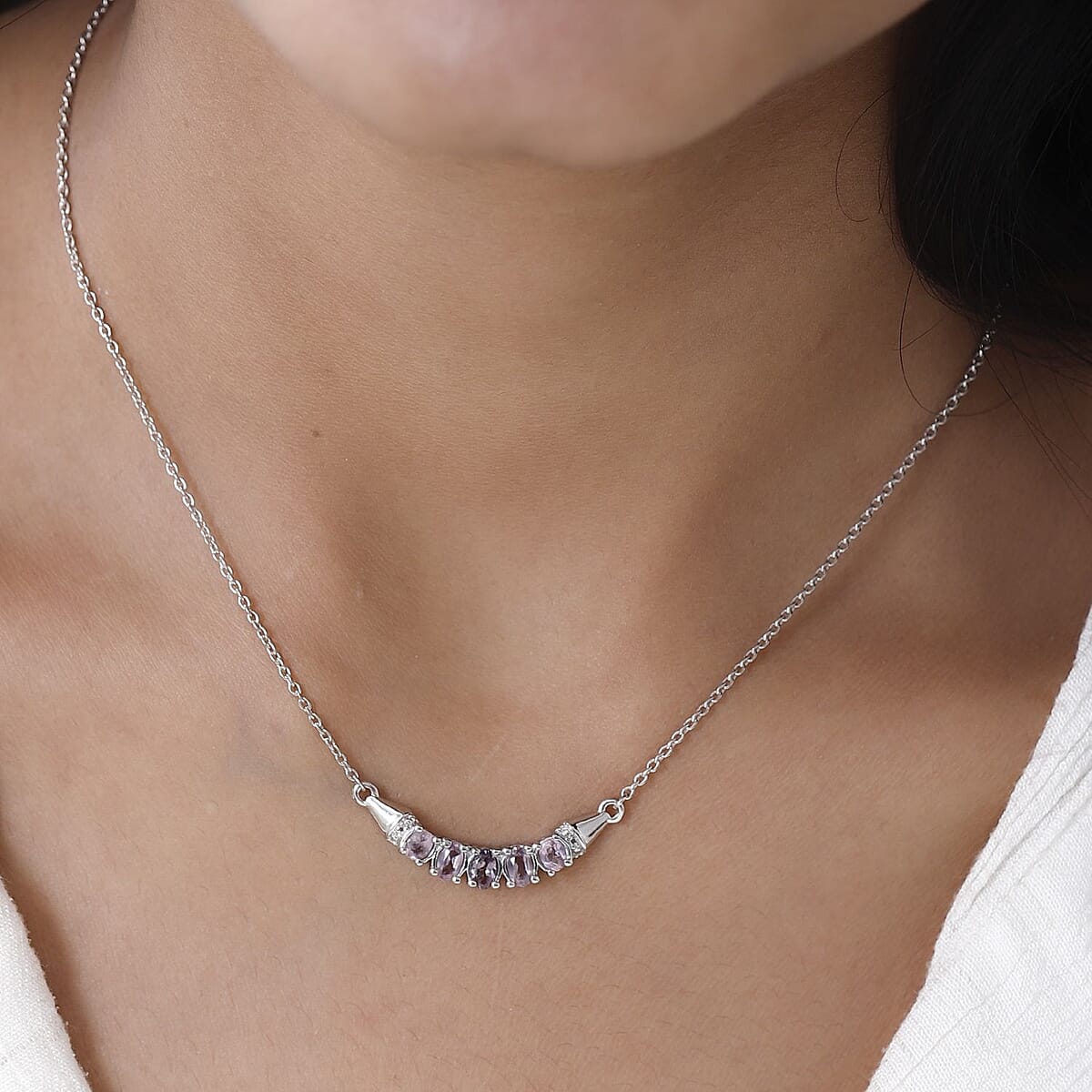 Narsipatnam Purple Spinel Pendant Necklace 20 Inches with Extender in Platinum Over Sterling Silver 1.10 ctw image number 2
