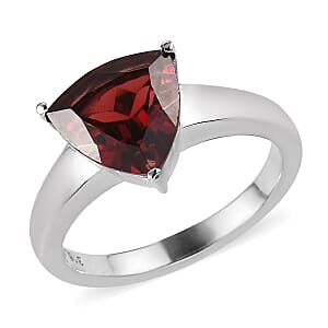Mozambique Garnet Solitaire Ring (Size 6.0) and Pendant Necklace (20 Inches) in Stainless Steel 5.20 ctw , Tarnish-Free, Waterproof, Sweat Proof Jewelry