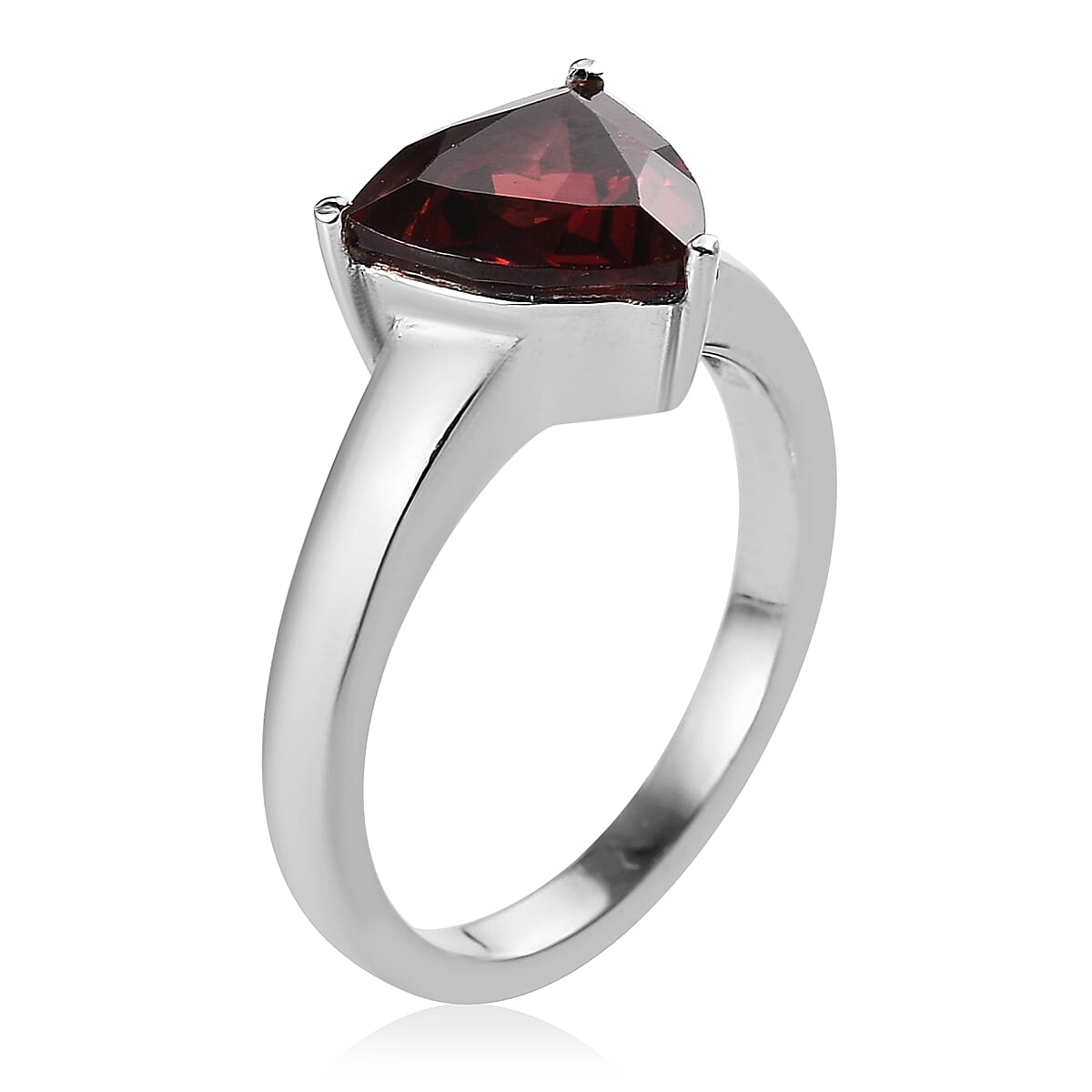 Mozambique Garnet Solitaire Ring (Size 6.0) and Pendant Necklace (20 Inches) in Stainless Steel 5.20 ctw , Tarnish-Free, Waterproof, Sweat Proof Jewelry image number 4