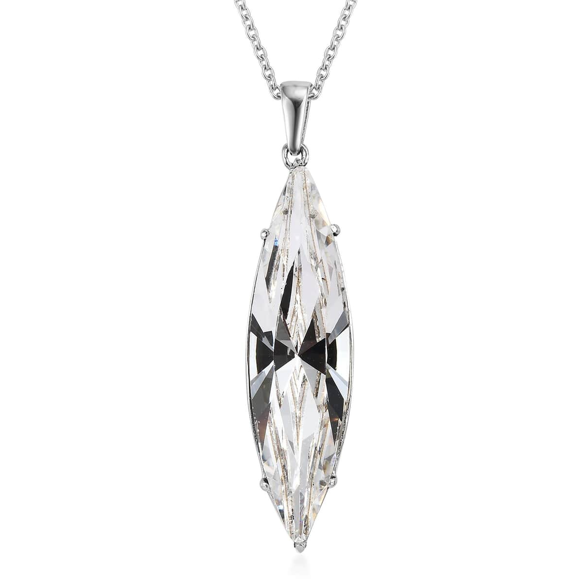 White Crystal Solitaire Pendant Necklace 20 Inches in Stainless Steel image number 0