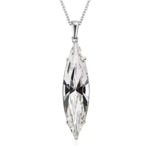 White Crystal Solitaire Pendant Necklace 20 Inches in Stainless Steel