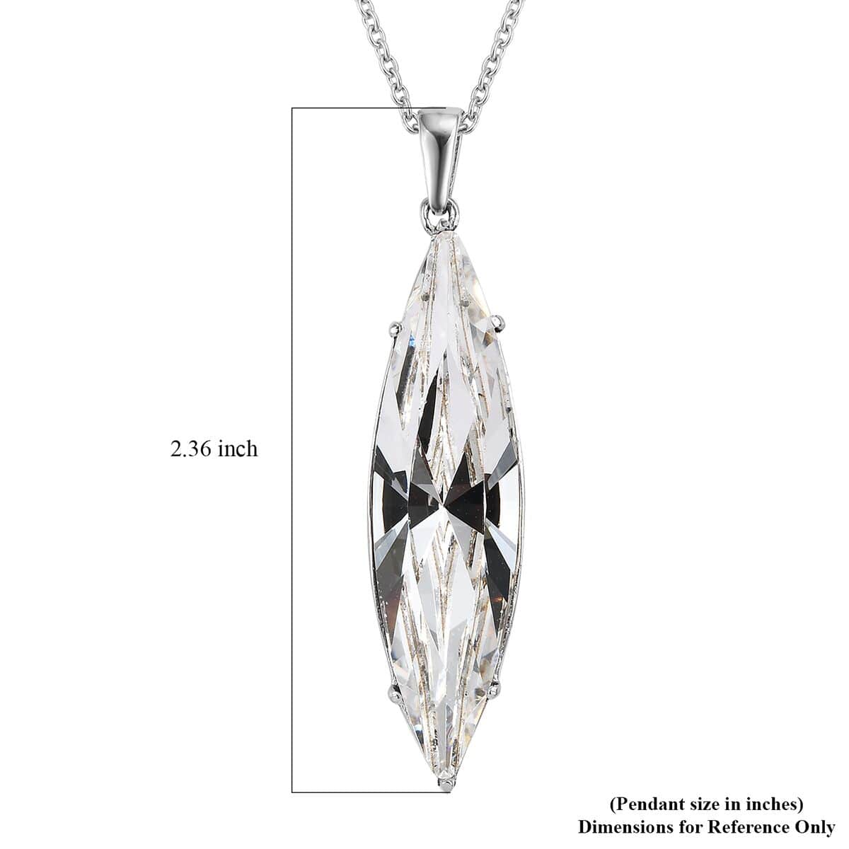 White Crystal Solitaire Pendant Necklace 20 Inches in Stainless Steel image number 6