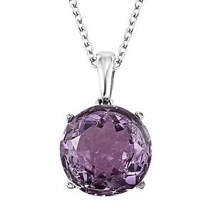 AAA Rose De France Amethyst Solitaire Pendant Necklace 20 Inches in Stainless Steel 6.10 ctw