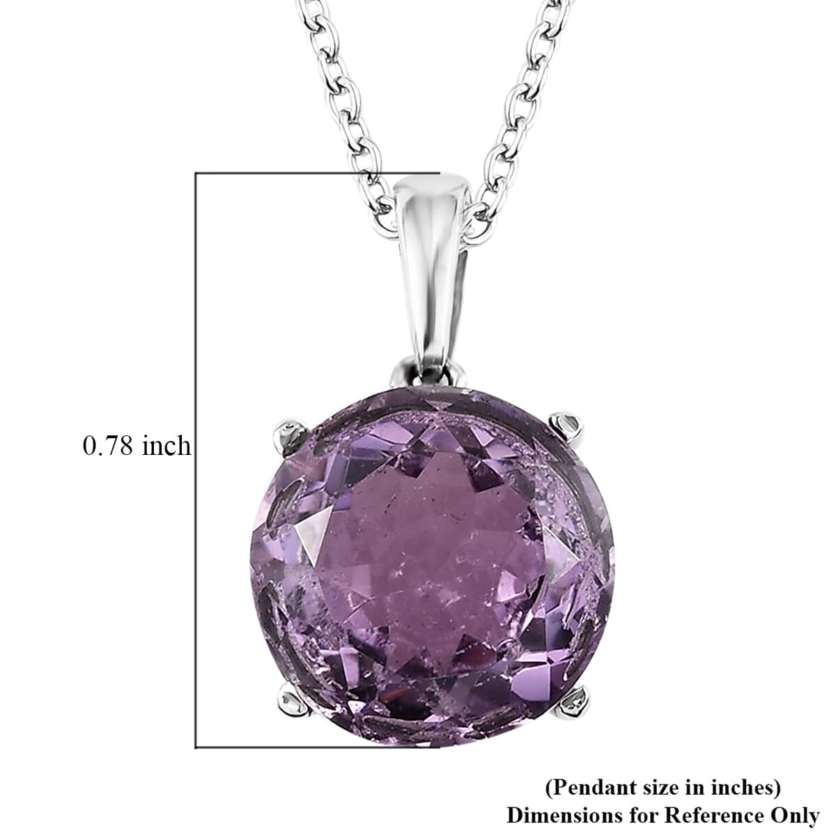 AAA Rose De France Amethyst Solitaire Pendant Necklace 20 Inches in Stainless Steel 6.10 ctw image number 6