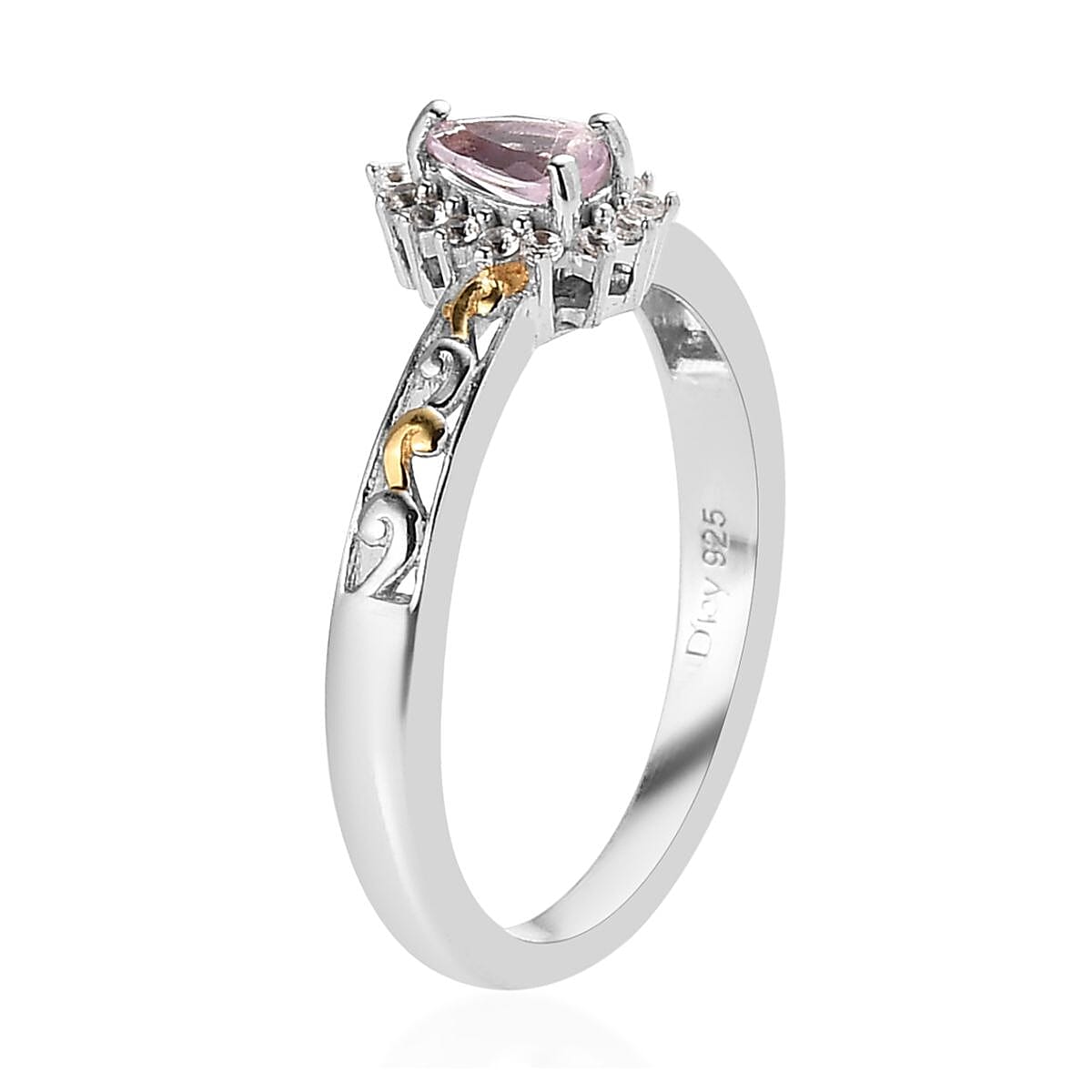 Narsipatnam Purple Spinel and White Zircon Ring (Size 5.0) and Pendant Necklace 20 Inches in Vermeil YG and Platinum Over Sterling Silver 0.90 ctw