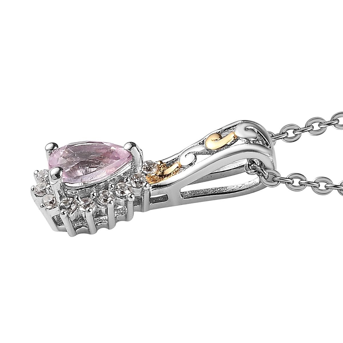 Narsipatnam Purple Spinel and White Zircon Ring (Size 5.0) and Pendant Necklace 20 Inches in Vermeil YG and Platinum Over Sterling Silver 0.90 ctw