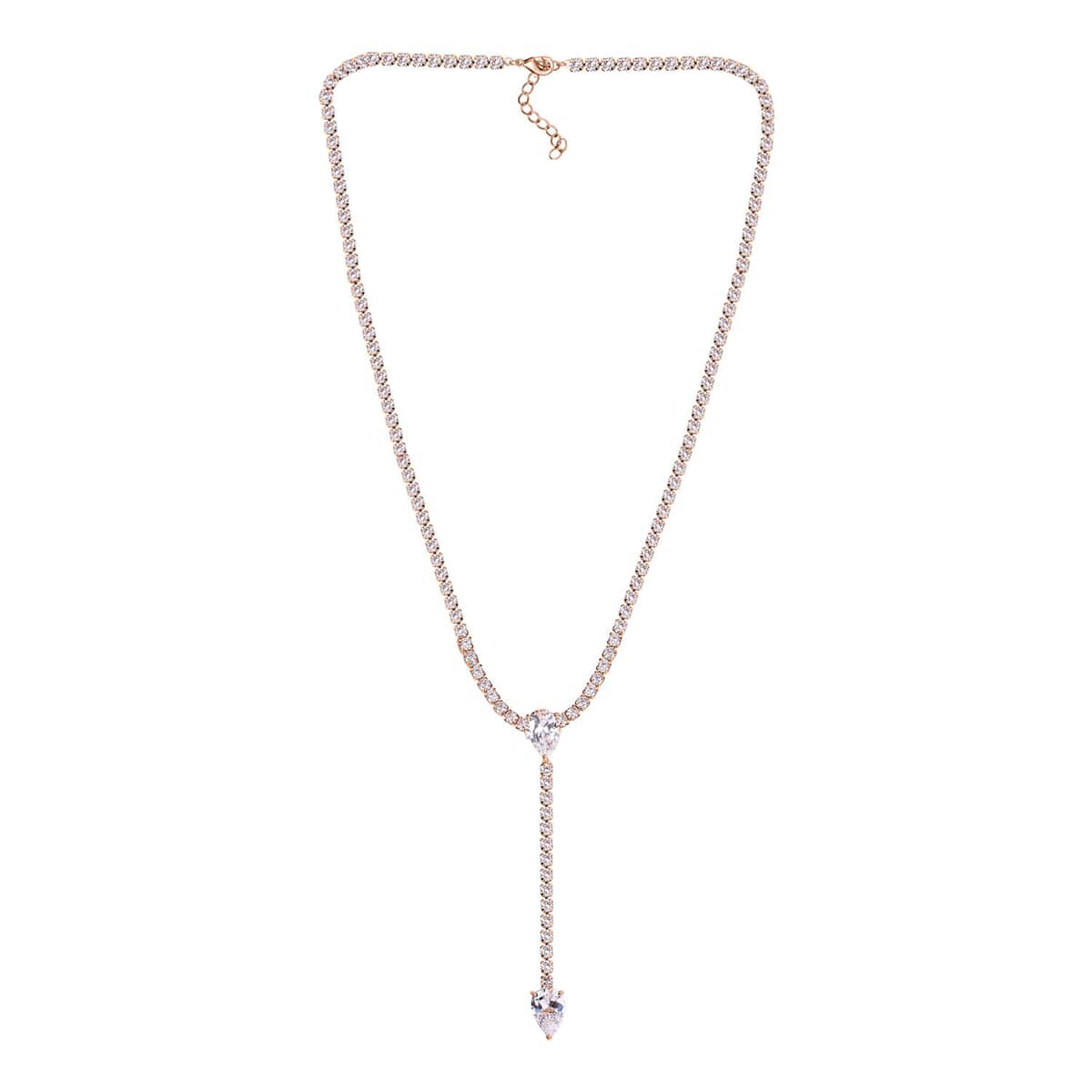 Simulated Diamond Necklace 18-20 Inches and Stud Earrings in Rosetone image number 4