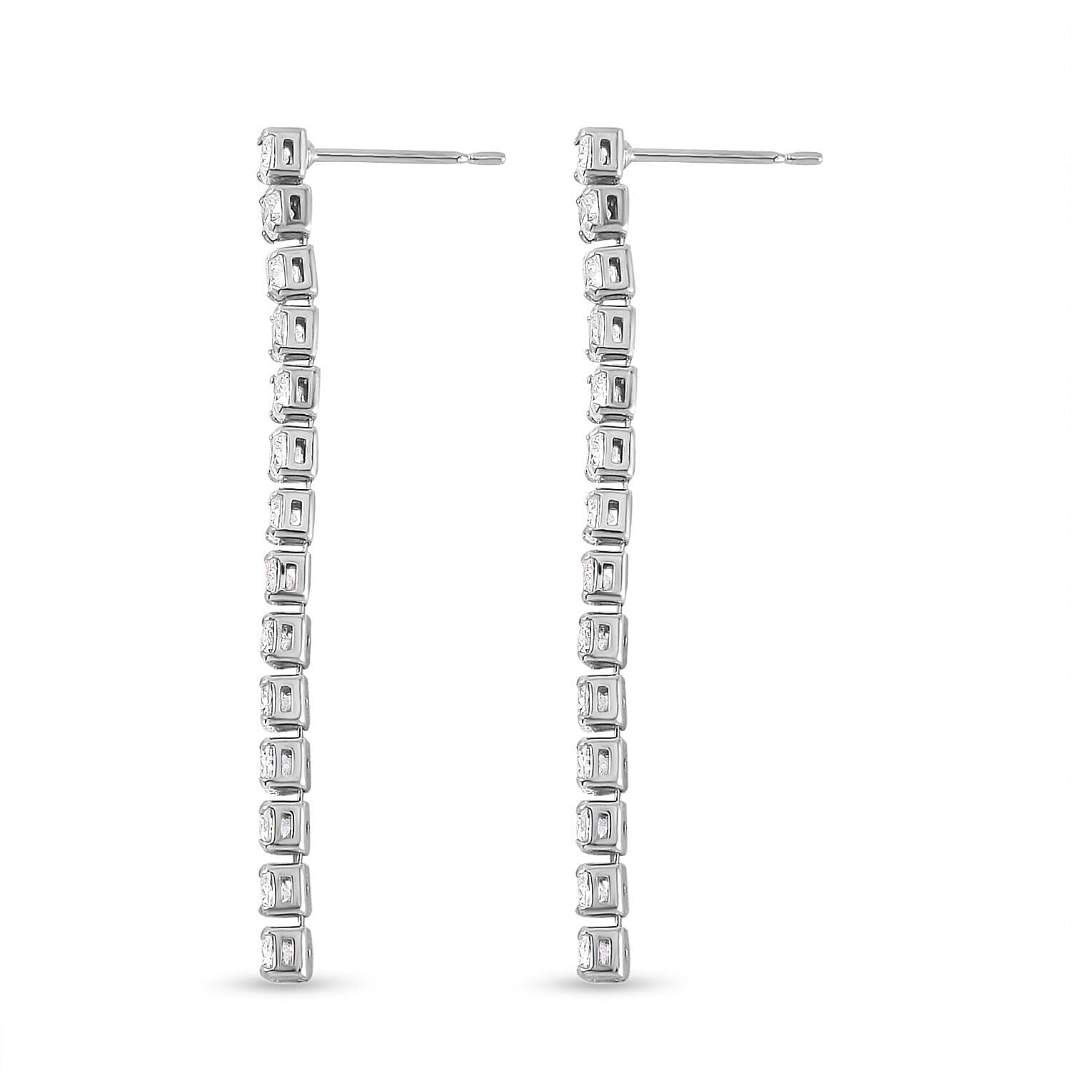 Simulated Diamond Tennis Necklace 18-20 Inches and Dangle Earrings in Silvertone