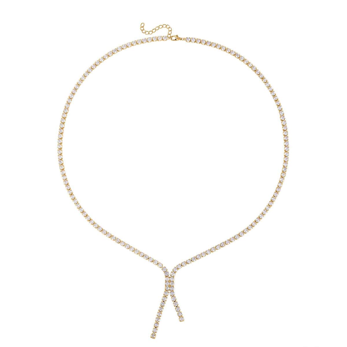 Simulated Diamond Tennis Necklace 18-20 Inches and Dangle Earrings in Goldtone image number 2