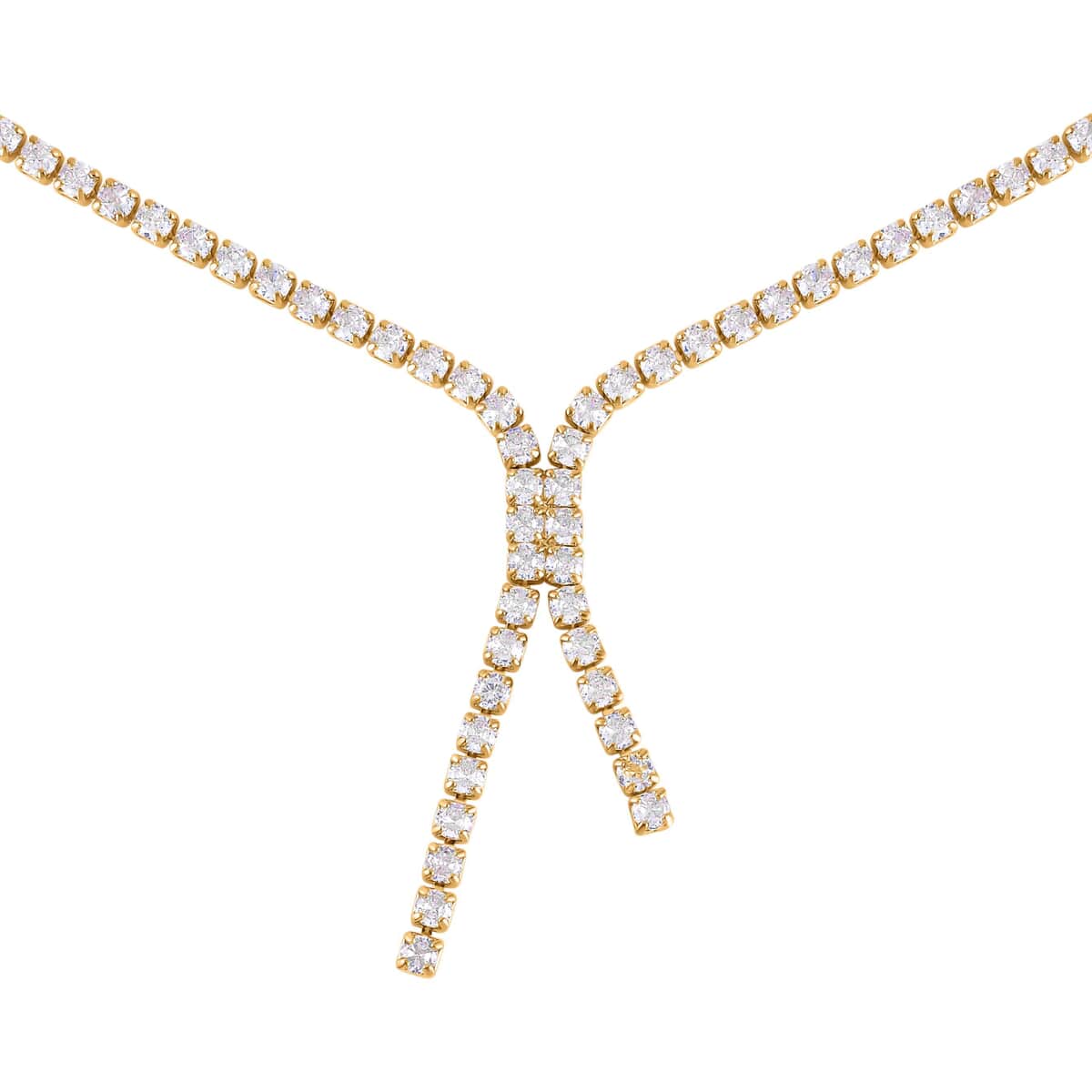 Simulated Diamond Tennis Necklace 18-20 Inches and Dangle Earrings in Goldtone image number 3