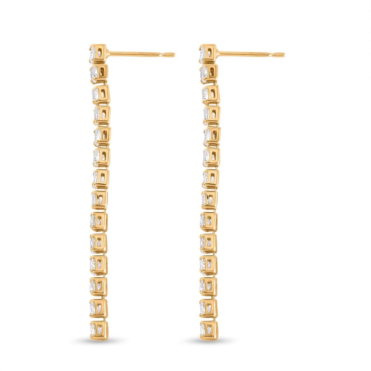 Simulated Diamond Tennis Necklace 18-20 Inches and Dangle Earrings in Goldtone image number 6