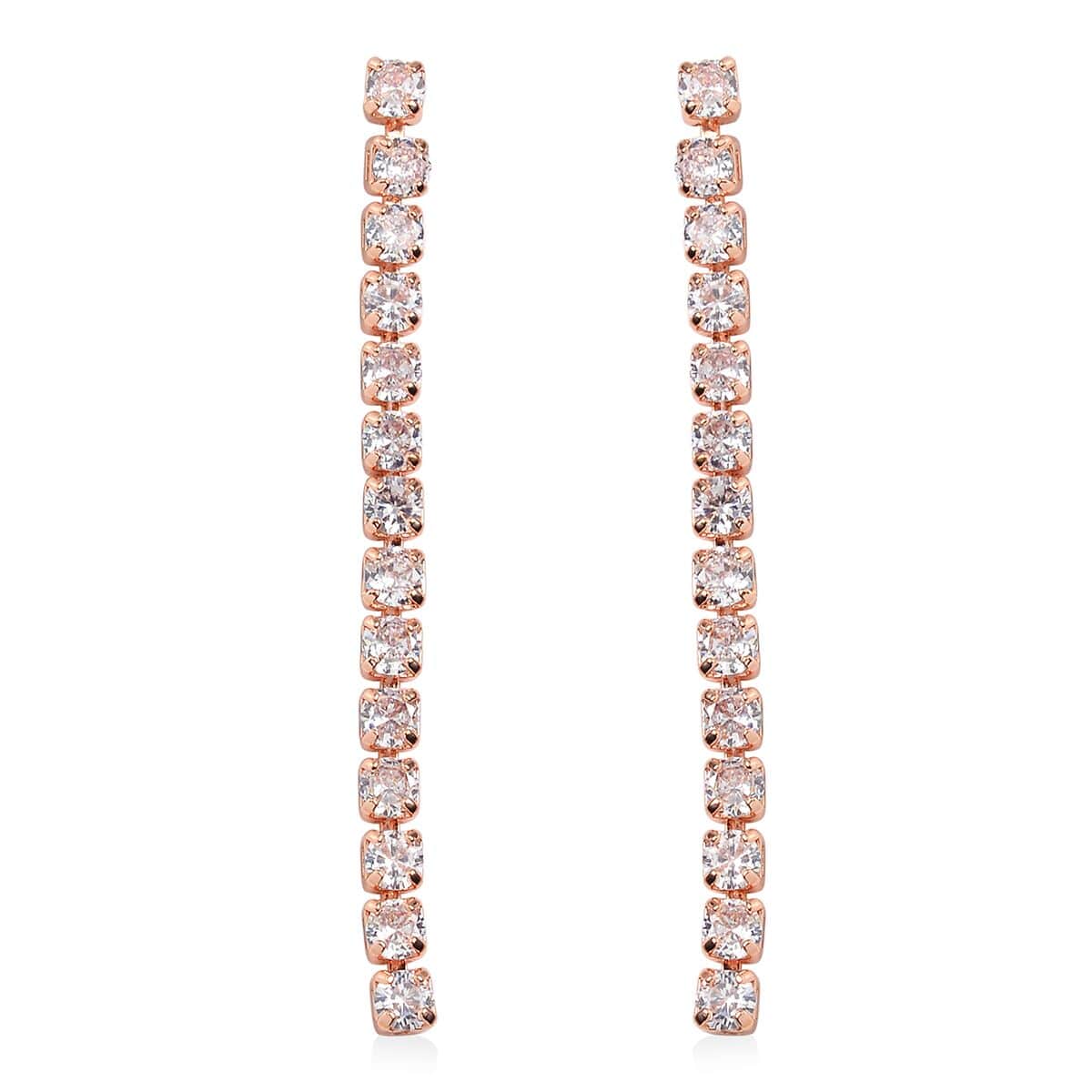 Simulated Diamond Tennis Necklace 18-20 Inches and Dangle Earrings in Rosetone image number 4