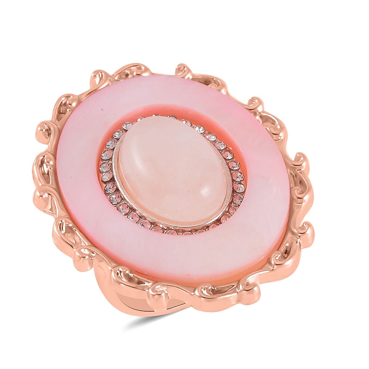 Galilea Rose Quartz and Multi Gemstone Drop Earrings, Ring Size 11.0 and Pendant in Rosetone with ION Plated RG Stainless Steel Necklace 20 Inches 16.00 ctw image number 2