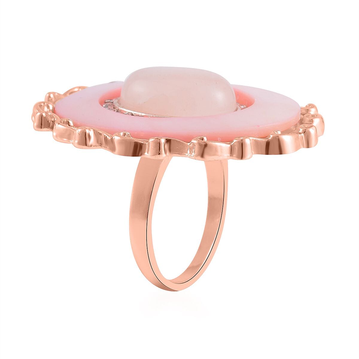 Galilea Rose Quartz and Multi Gemstone Drop Earrings, Ring Size 11.0 and Pendant in Rosetone with ION Plated RG Stainless Steel Necklace 20 Inches 16.00 ctw image number 3