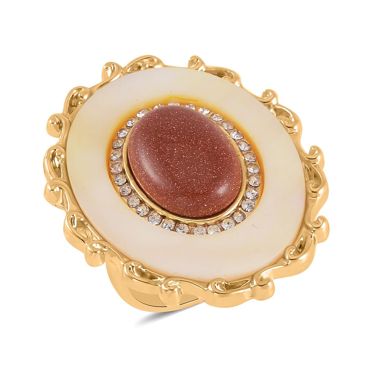 Golden Sunstone and Multi Gemstone Drop Earrings, Ring (Size 11.0) and Pendant in Goldtone with ION Plated YG Stainless Steel Necklace 20 Inches 16.00 ctw image number 2