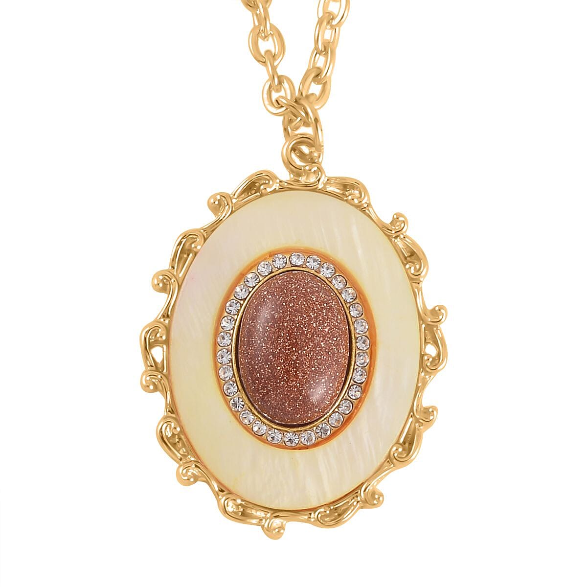 Golden Sunstone and Multi Gemstone Drop Earrings, Ring (Size 11.0) and Pendant in Goldtone with ION Plated YG Stainless Steel Necklace 20 Inches 16.00 ctw image number 5