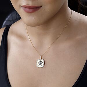 White Zircon Celestial Sun Medallion Pendant Necklace 20 Inches in Vermeil Yellow Gold Over Sterling Silver 1.30 ctw