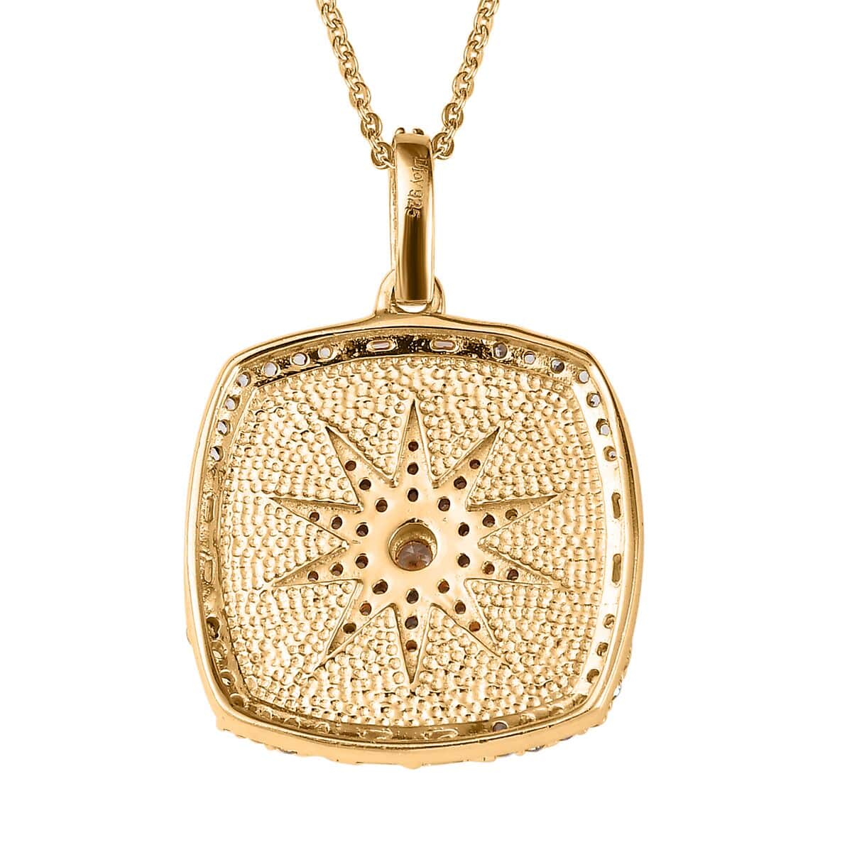 White Zircon Celestial Sun Medallion Pendant Necklace 20 Inches in Vermeil Yellow Gold Over Sterling Silver 1.30 ctw image number 4