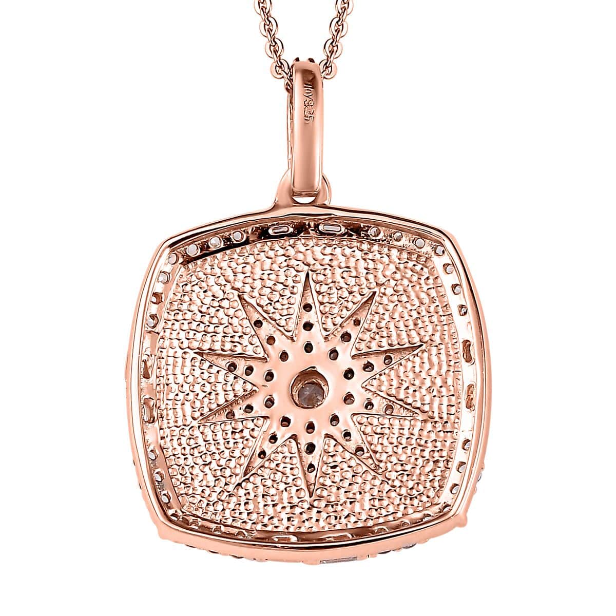 White Zircon Celestial Sun Medallion Pendant Necklace 20 Inches in Vermeil Rose Gold Over Sterling Silver 1.30 ctw image number 4
