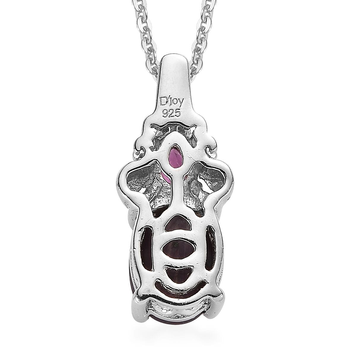 Premium Indian Star Ruby and Orissa Rhodolite Garnet Ring (Size 7.0) and Pendant Necklace 20 Inches in Platinum Over Sterling Silver 4.15 ctw image number 5