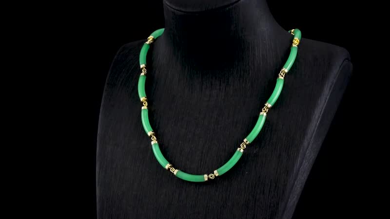 Green Jade (D) Bracelet (6.50-8.50In) and Necklace 18-20 Inches in Vermeil Yellow Gold Over Sterling Silver 152.00 ctw