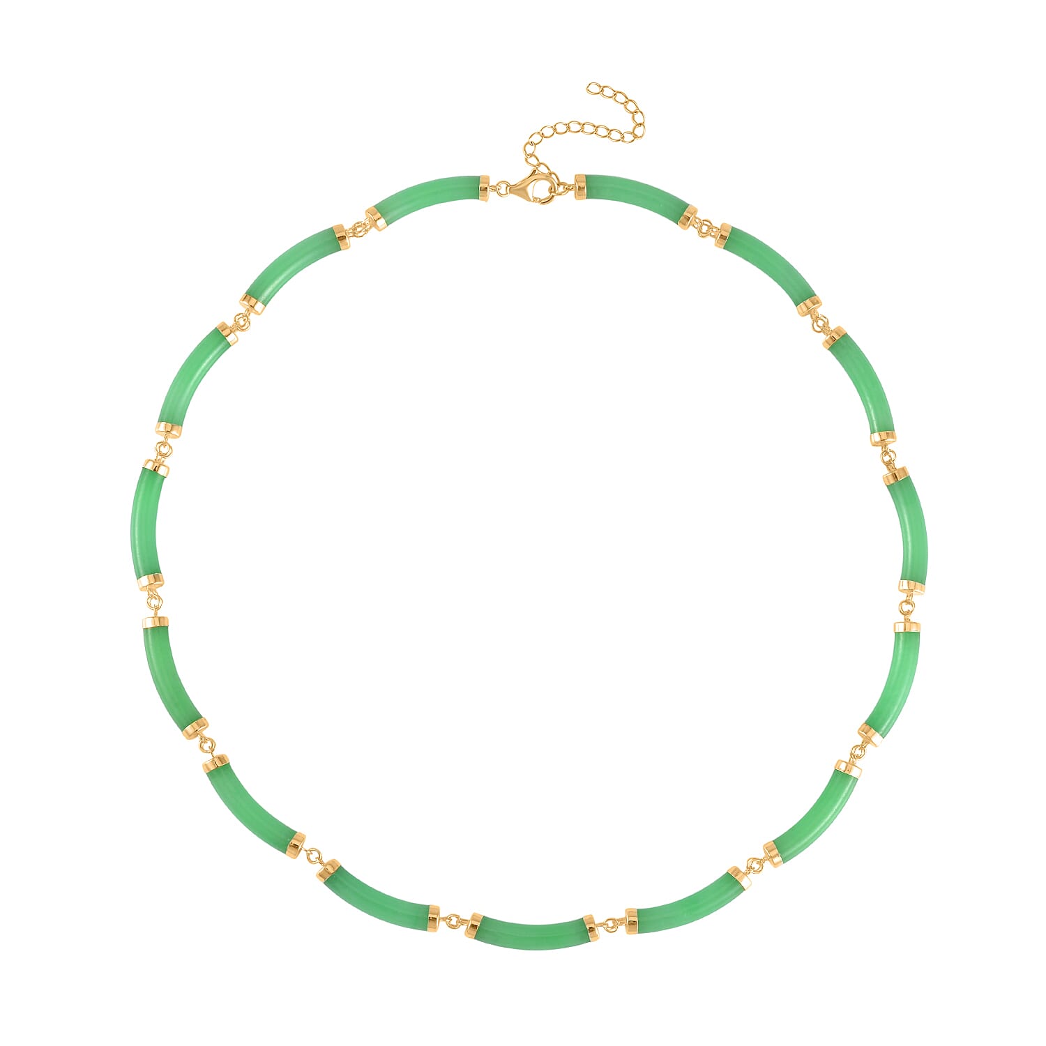 Green Jade (D) Bracelet (6.50-8.50In) and Necklace 18-20 Inches in Vermeil Yellow Gold Over Sterling Silver 140.00 ctw