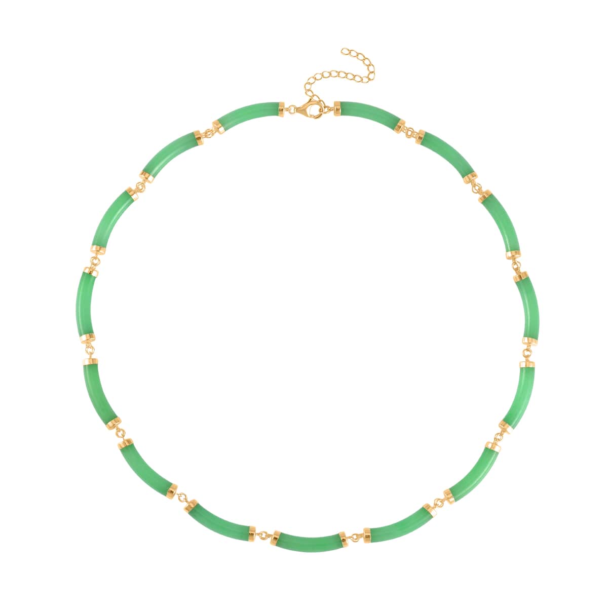 Green Jade (D) Bracelet (6.50-8.50In) and Necklace 18-20 Inches in Vermeil Yellow Gold Over Sterling Silver 152.00 ctw image number 2