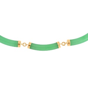 Green Jade (D) Bracelet (6.50-8.50In) and Necklace 18-20 Inches in Vermeil Yellow Gold Over Sterling Silver 140.00 ctw