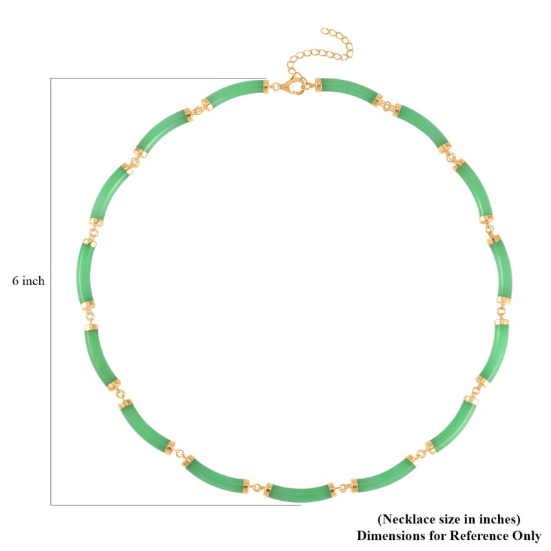 Green Jade (D) Bracelet (6.50-8.50In) and Necklace 18-20 Inches in Vermeil Yellow Gold Over Sterling Silver 140.00 ctw