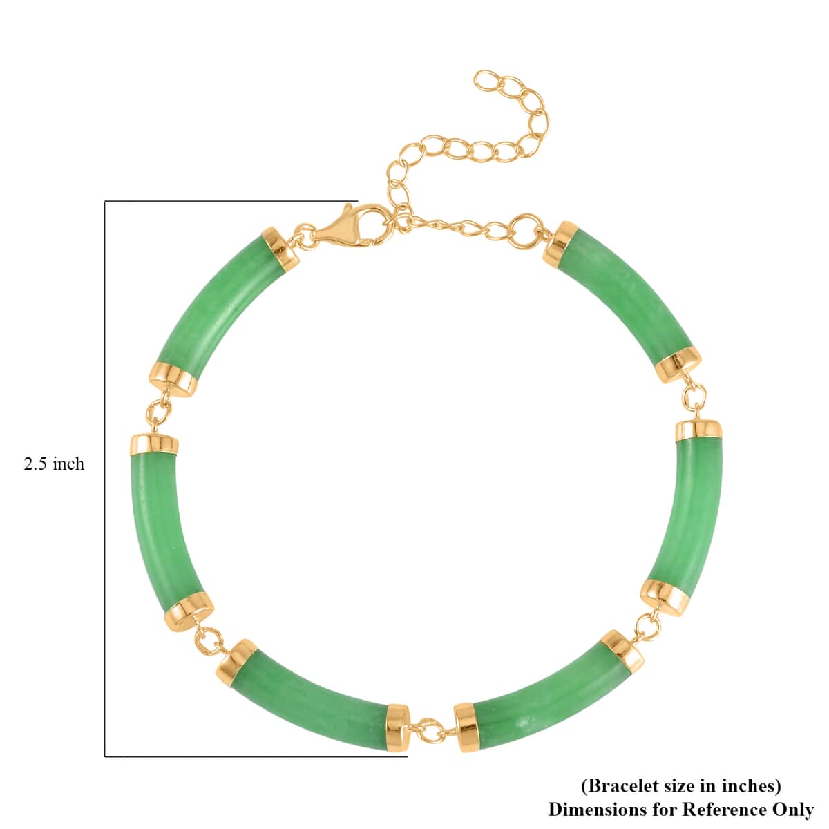 Green Jade (D) Bracelet (6.50-8.50In) and Necklace 18-20 Inches in Vermeil Yellow Gold Over Sterling Silver 152.00 ctw image number 7