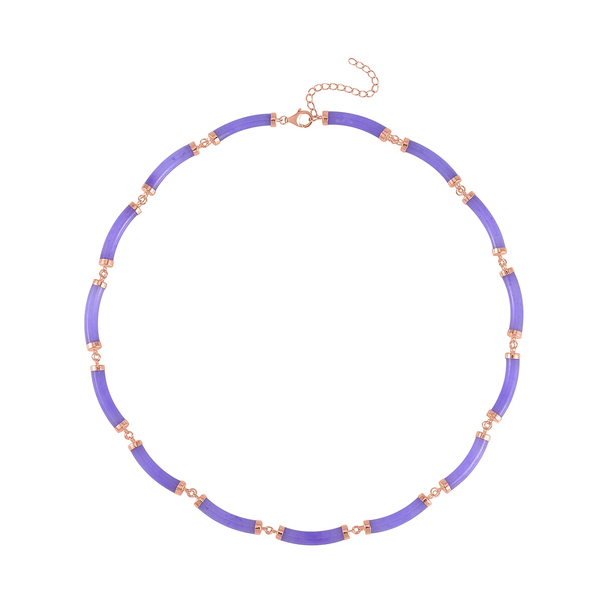 Purple Jade (D) Bracelet (6.50-8.50In) and Necklace 18-20 Inches in Vermeil Rose Gold Over Sterling Silver 140.00 ctw image number 2