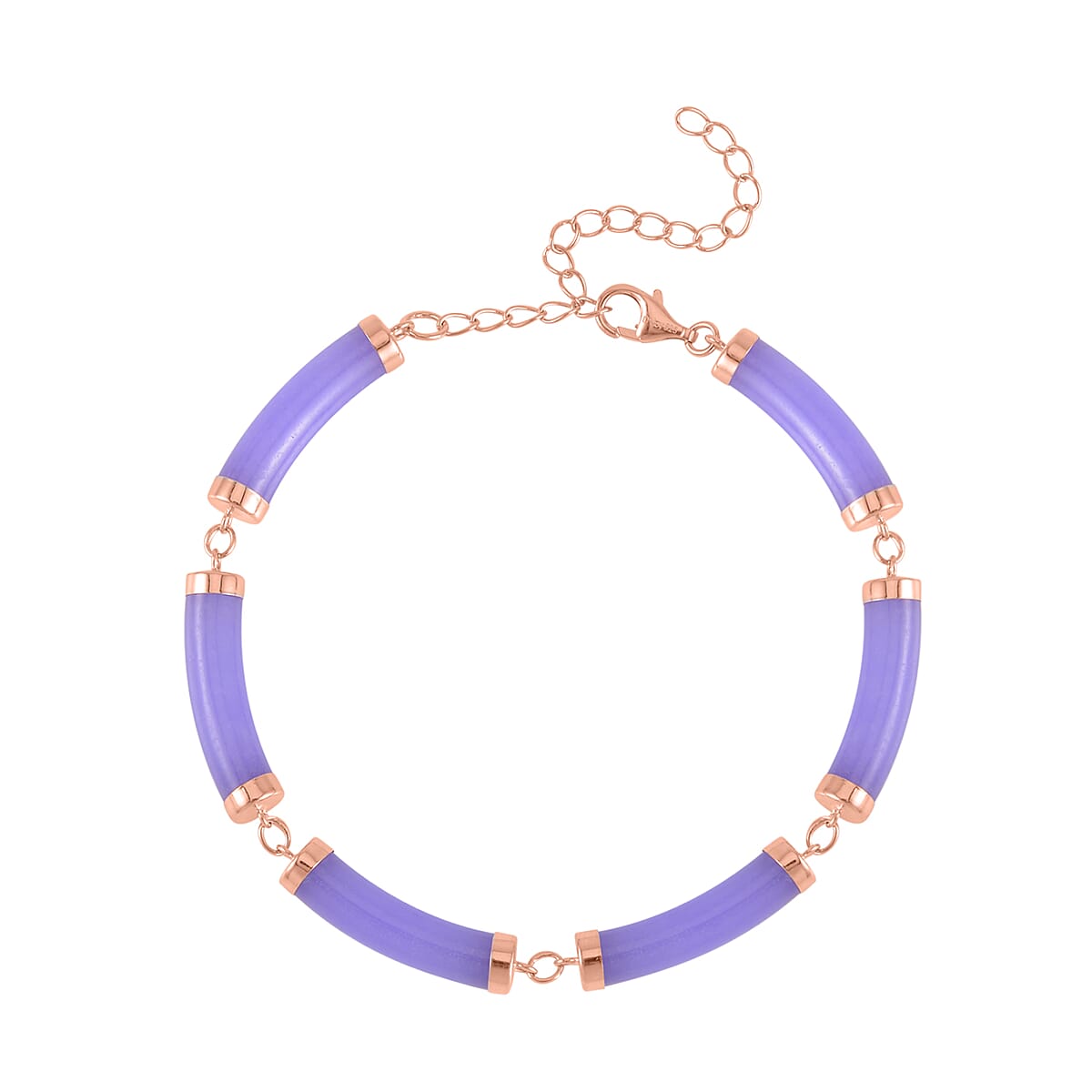 Purple Jade (D) Bracelet (6.50-8.50In) and Necklace 18-20 Inches in Vermeil Rose Gold Over Sterling Silver 140.00 ctw image number 6