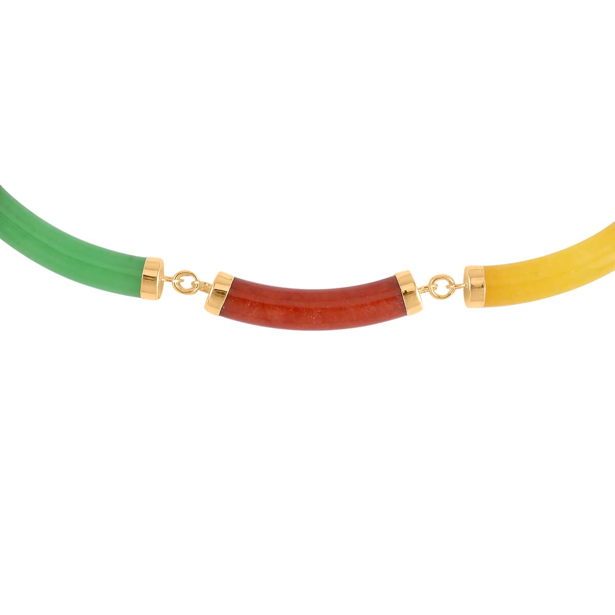 Multi Jade Bracelet (6.50-8.50In) and Necklace 18-20 Inches in Vermeil Yellow Gold Over Sterling Silver 140.00 ctw image number 3