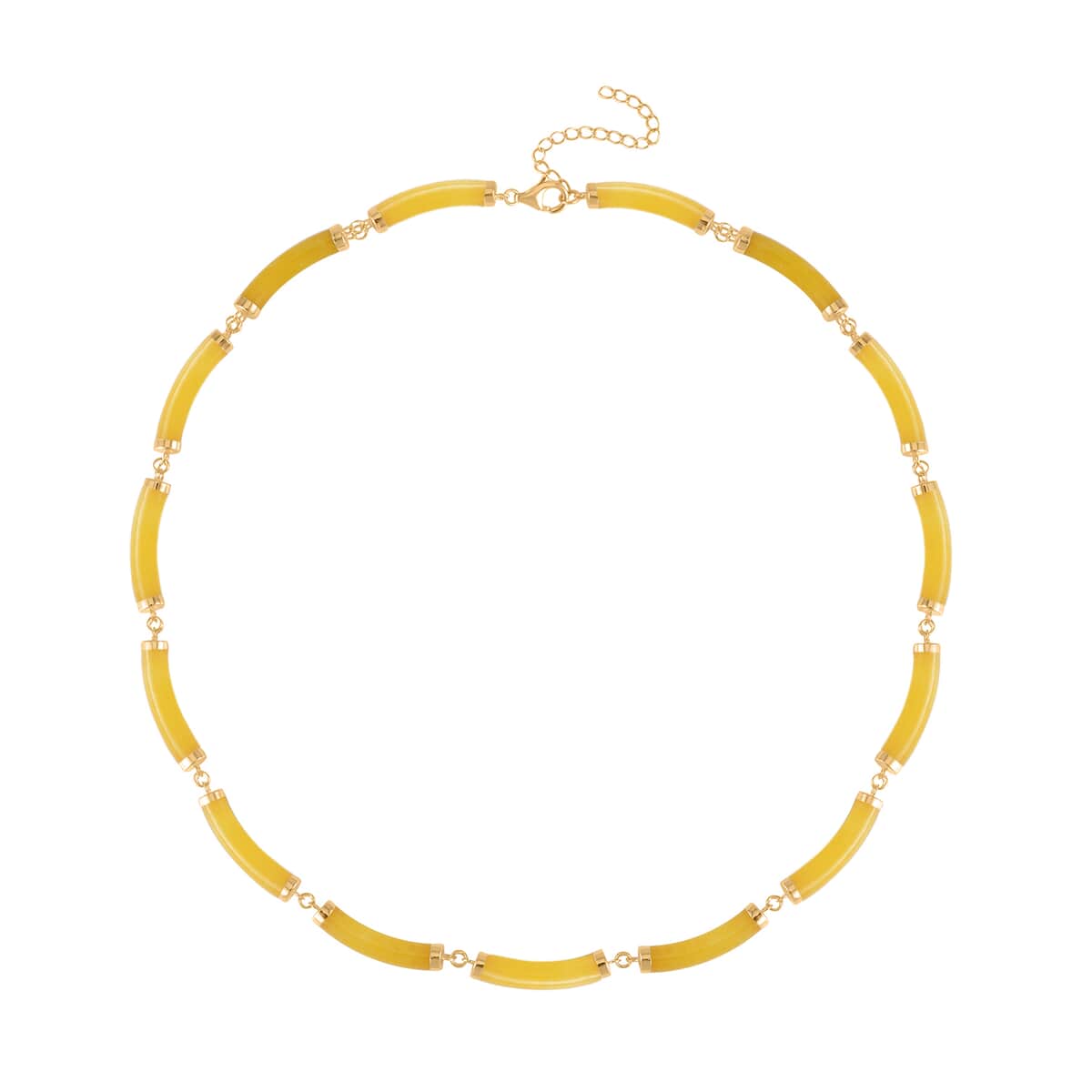 Yellow Jade (D) Bracelet (6.50-8.50In) and Necklace 18-20 Inches in Vermeil Yellow Gold Over Sterling Silver 140.00 ctw image number 2