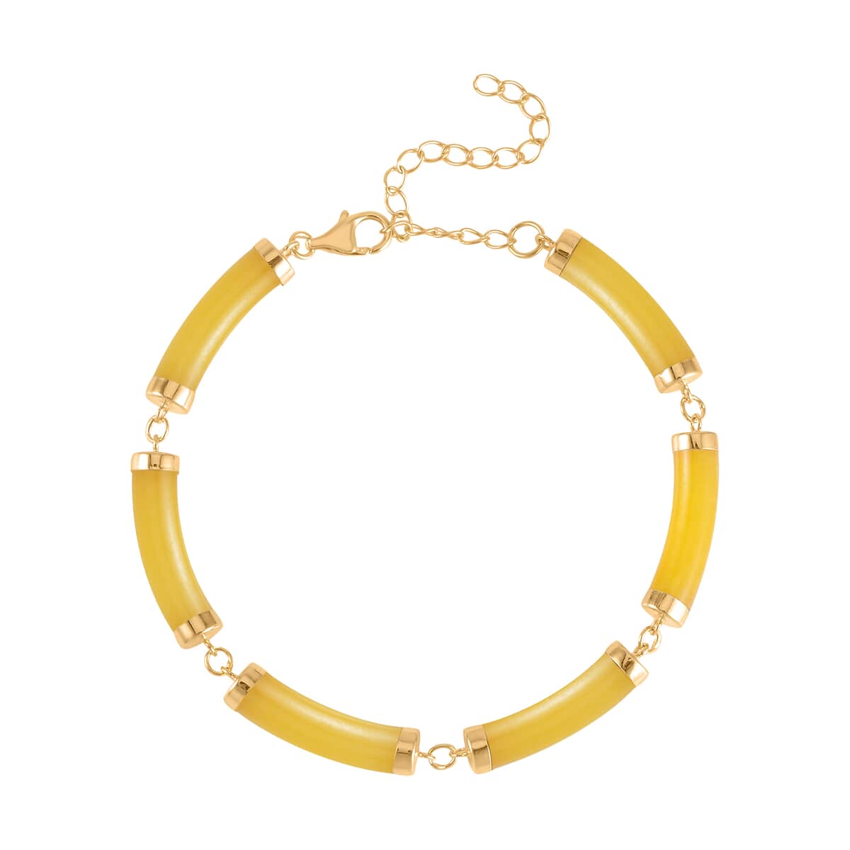 Yellow Jade (D) Bracelet (6.50-8.50In) and Necklace 18-20 Inches in Vermeil Yellow Gold Over Sterling Silver 140.00 ctw image number 6