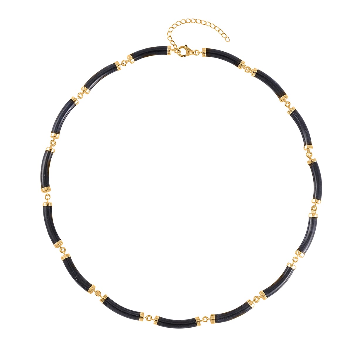 Black Jade (D) Bracelet (6.50-8.50In) and Necklace 18-20 Inches in Vermeil Yellow Gold Over Sterling Silver 140.00 ctw image number 2