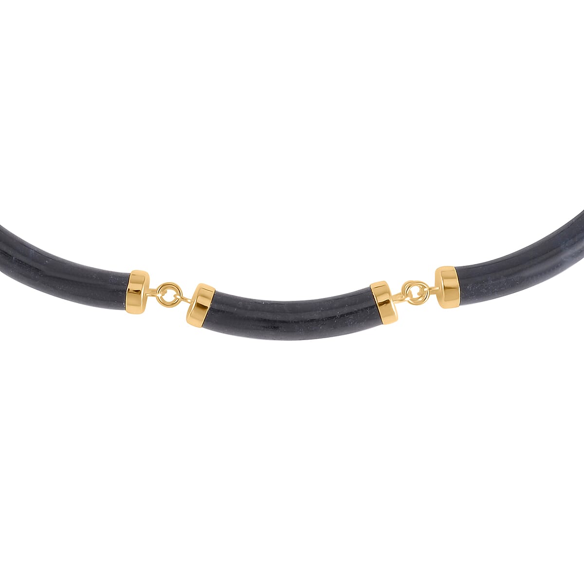 Black Jade (D) Bracelet (6.50-8.50In) and Necklace 18-20 Inches in Vermeil Yellow Gold Over Sterling Silver 140.00 ctw image number 3