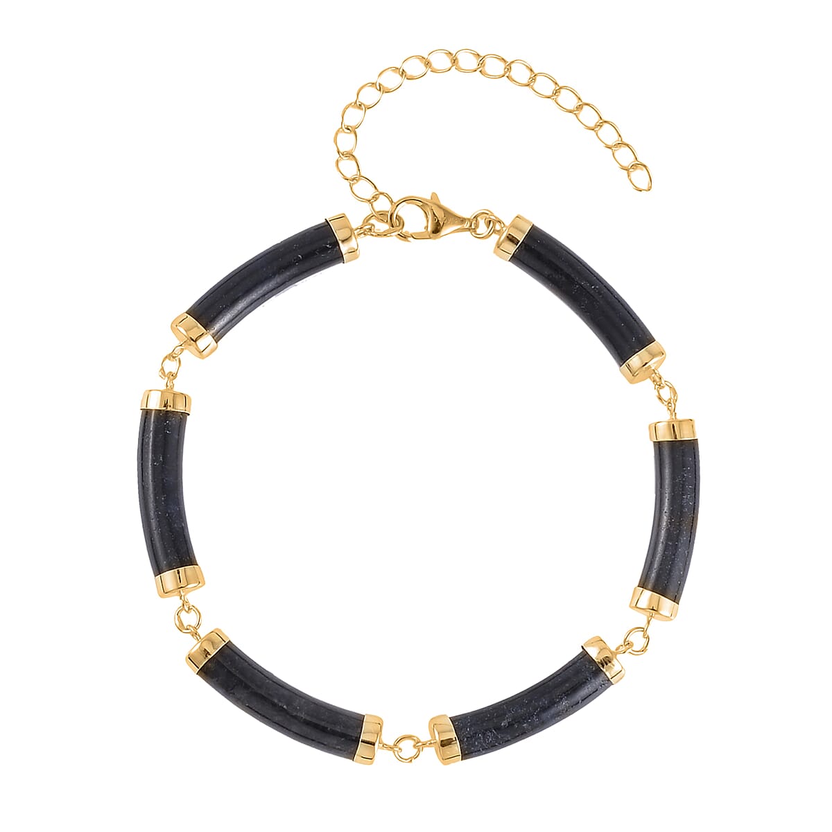 Black Jade (D) Bracelet (6.50-8.50In) and Necklace 18-20 Inches in Vermeil Yellow Gold Over Sterling Silver 140.00 ctw image number 6