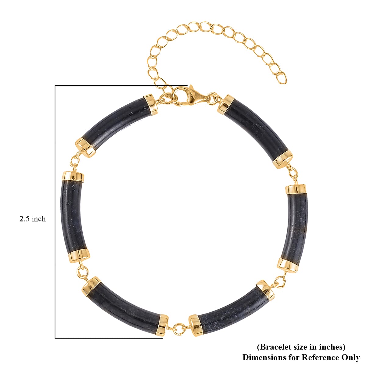 Black Jade (D) Bracelet (6.50-8.50In) and Necklace 18-20 Inches in Vermeil Yellow Gold Over Sterling Silver 140.00 ctw image number 7