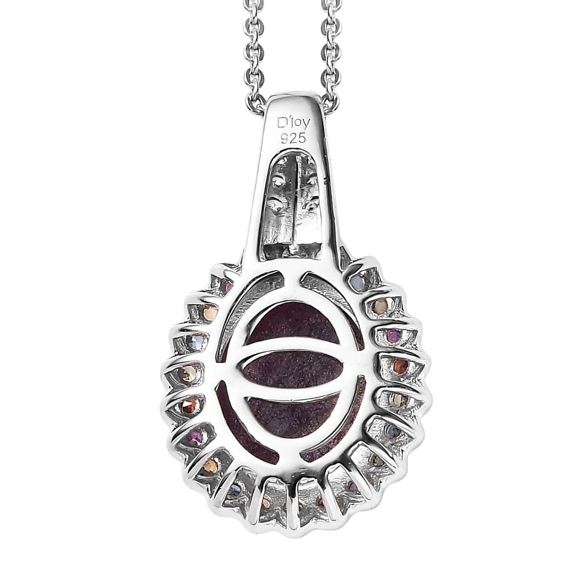 Indian Star Ruby and Multi Gemstone Floral Pendant Necklace 20 Inches in Platinum Over Sterling Silver 7.40 ctw image number 4